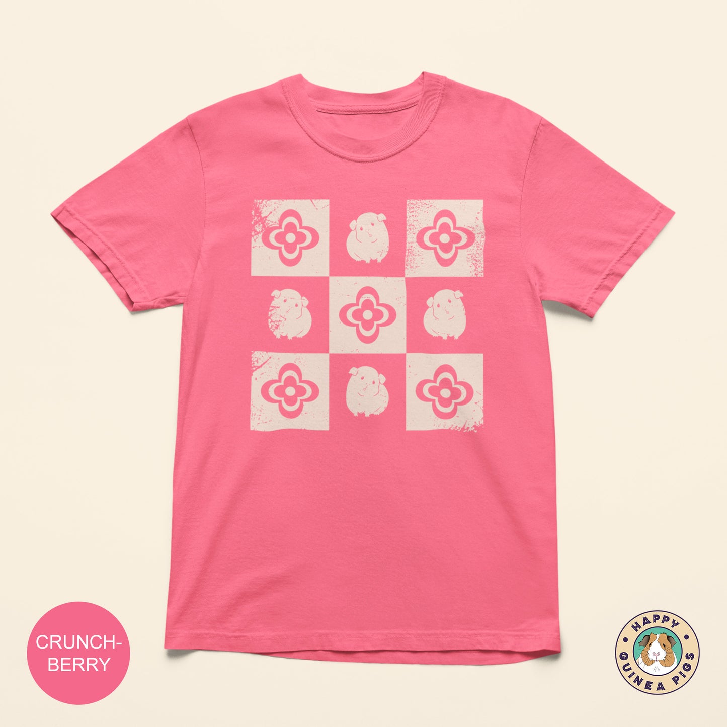 Checkered Guinea Pig with Flowers