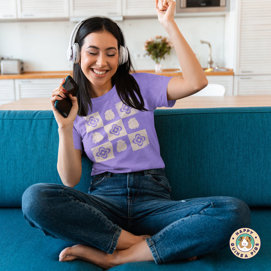 Checkered Guinea Pig with Flowers